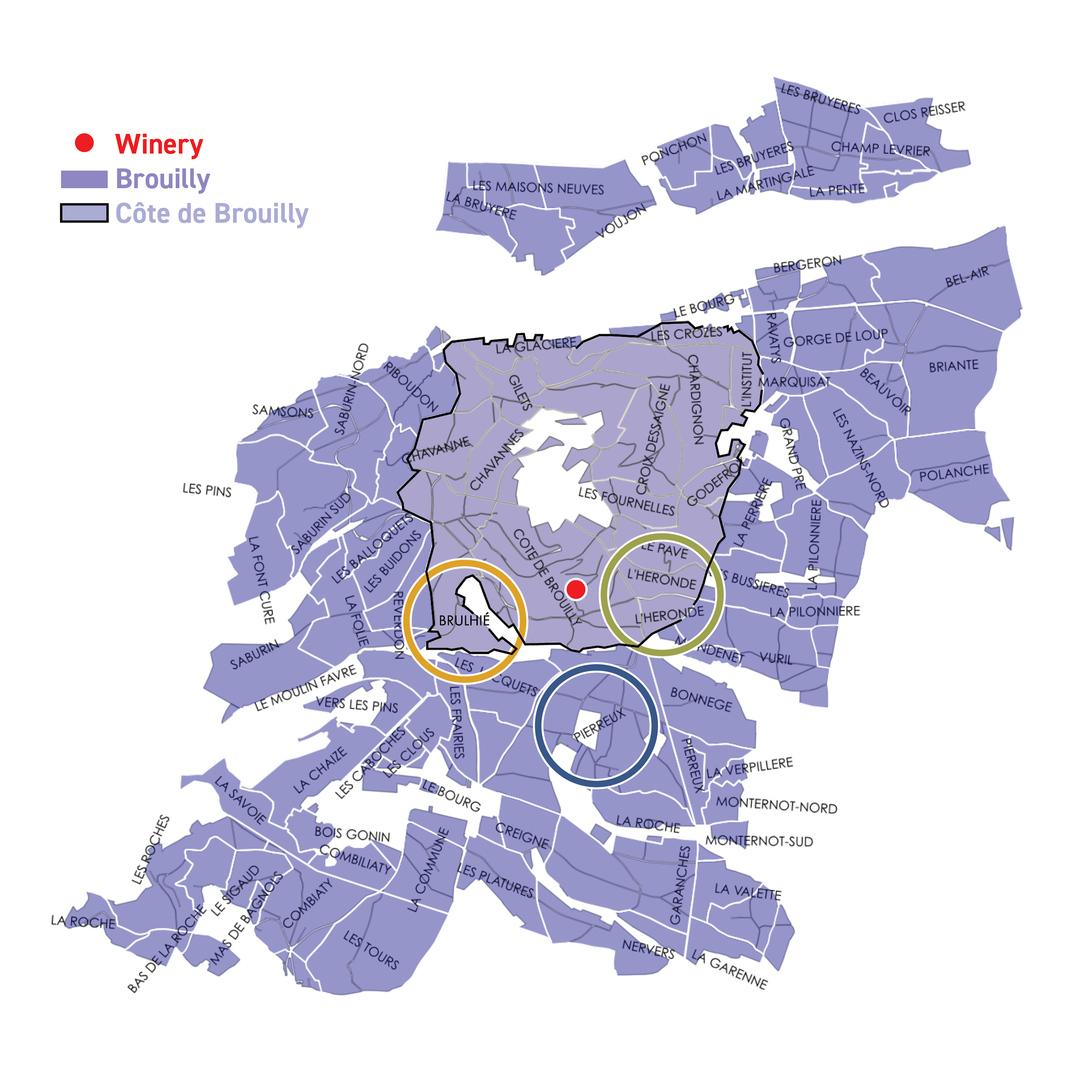 Lieux-Dits of Domaine les Roches Bleues